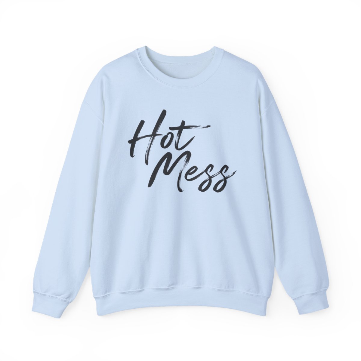 Hot Mess Crewneck Sweatshirt | Script Typography, Casual Graphic Pullover | Alix Earle & Ashtin Earle Merch | Earl Meets World Merch - alternate angle 2, merchandise