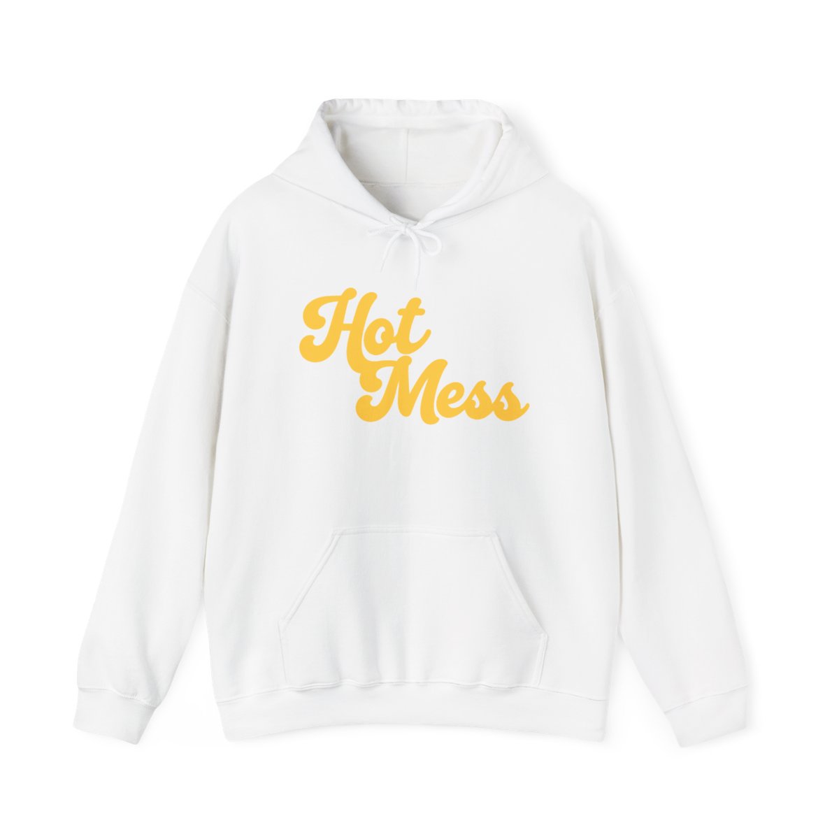 Hot Mess hoodie | Retro Script Yellow Text Hooded Sweatshirt | Alix Earle & Ashtin Earle Merch | Earl Meets World Merch - Official Hoodies merchandise