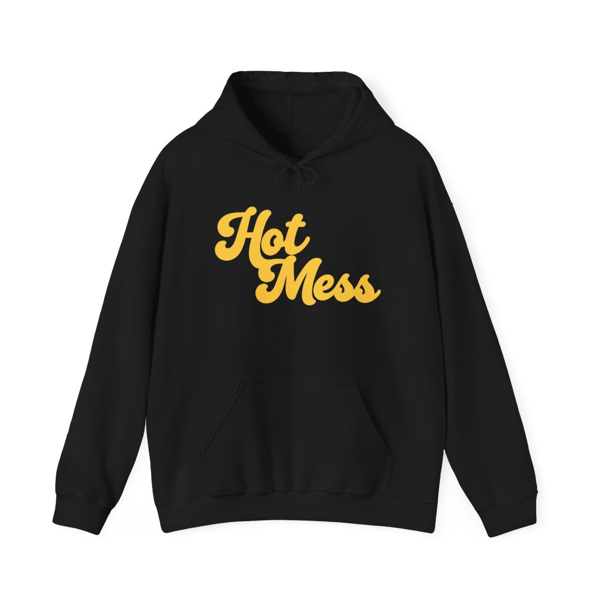 Hot Mess hoodie | Retro Script Yellow Text Hooded Sweatshirt | Alix Earle & Ashtin Earle Merch | Earl Meets World Merch - alternate angle 2, merchandise
