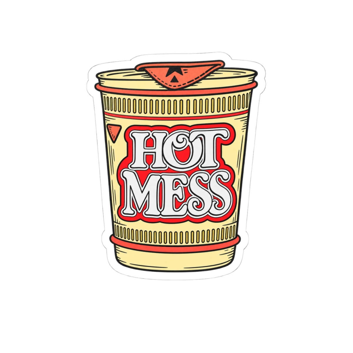 Hot Mess Noodle Cup Sticker | Kiss-Cut Vinyl Sticker | Alix Earle & Ashtin Earle Merch | Earl Meets World Merch - alternate angle 1, merchandise